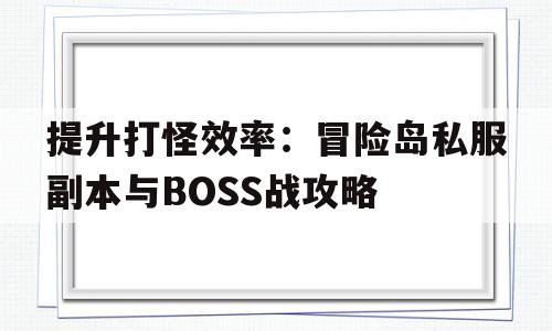 提升打怪效率：冒险岛私服副本与BOSS战攻略的简单介绍